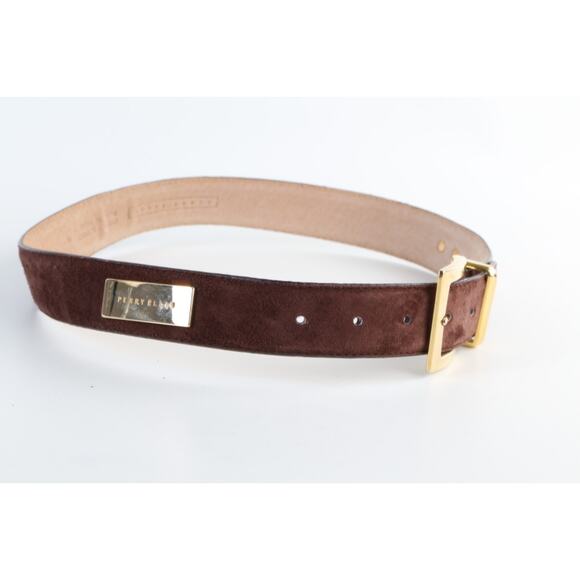 Vintage Perry Ellis Brown Suede Leather Waist Belt Classic Size M - Picture 7 of 16